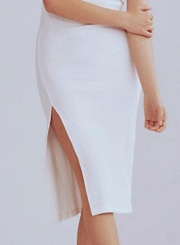 Fashion V Neck Sleeveless Slit Slim Dress