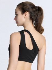 One Shoulder Hollow out Yoga Bra
