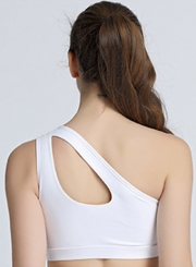 One Shoulder Hollow out Yoga Bra