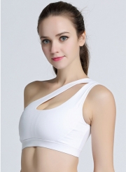 One Shoulder Hollow out Yoga Bra
