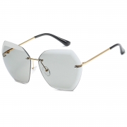 Fashion Large Metal Frame Rimless Sunglasses