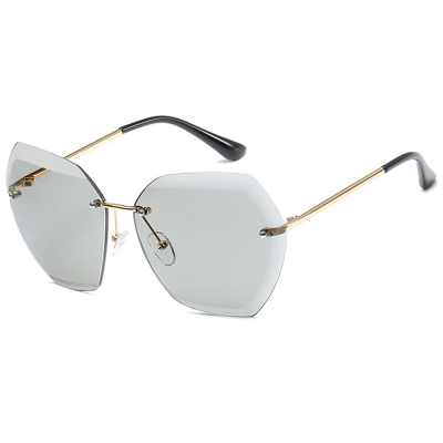 Fashion Large Metal Frame Rimless Sunglasses YOUYOUFASHIONEC.com