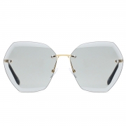 Fashion Large Metal Frame Rimless Sunglasses