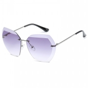 Fashion Large Metal Frame Rimless Sunglasses