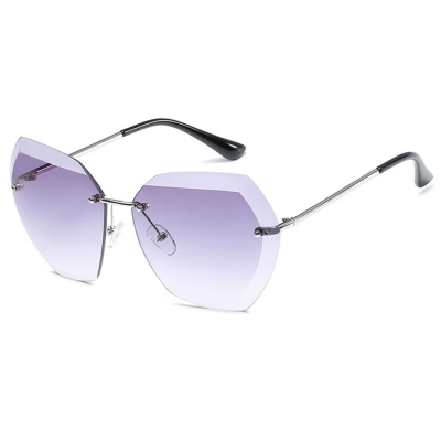 Fashion Large Metal Frame Rimless Sunglasses YOUYOUFASHIONEC.com