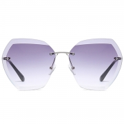 Fashion Large Metal Frame Rimless Sunglasses