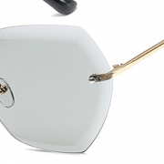 Fashion Large Metal Frame Rimless Sunglasses