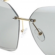 Fashion Large Metal Frame Rimless Sunglasses