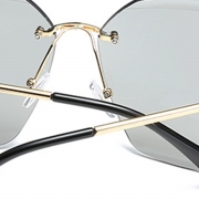 Fashion Large Metal Frame Rimless Sunglasses