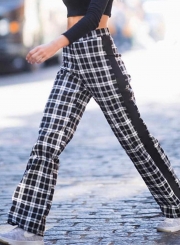 Casual High Waist Plaid Straight Pants