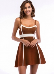 Spaghetti Strap Color Block Dress