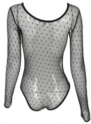 Polka Dot See-Through Mesh Letter Bodysuit