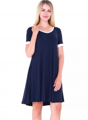 Fashion Short Sleeve Splicing Stretch Dress