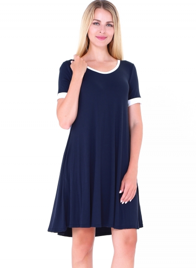 Fashion Short Sleeve Splicing Stretch Dress LEXELFASHIONINTSHOPS.com