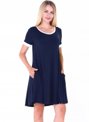 Fashion Short Sleeve Splicing Stretch Dress