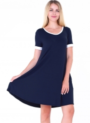 Fashion Short Sleeve Splicing Stretch Dress