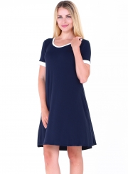 Fashion Short Sleeve Splicing Stretch Dress