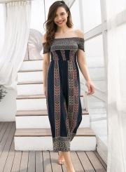 Casual One Piece Strapless Printed Jumpsuits