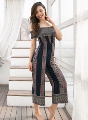 Casual One Piece Strapless Printed Jumpsuits