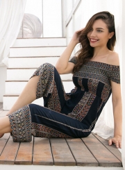 Casual One Piece Strapless Printed Jumpsuits