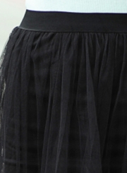 Mesh Lace Solid color Irregular Skirt