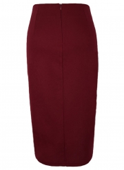 Color Block Slit Plus Size Step skirt