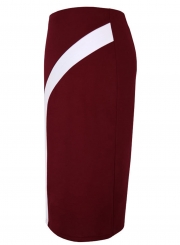 Color Block Slit Plus Size Step skirt