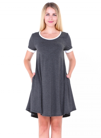 Fashion Short Sleeve Splicing Stretch Dress LEXELFASHIONINTSHOPS.com