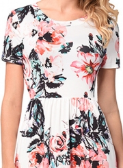 Floral Printed Short Sleeve Maxi Dress