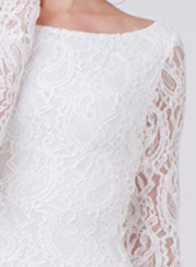 White Dress Fashion Long Sleeve Lace Slim Party Dress