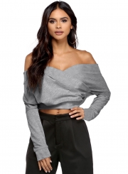 Casual Slash Neck Off Shoulder Cut out Tee Shirt