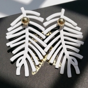 Casual Fashion Feather Leaves Metal Ball Earrings