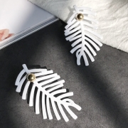 Casual Fashion Feather Leaves Metal Ball Earrings