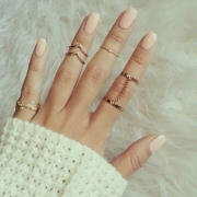 Fashion Casual 6 Pieces Alloy Leaf Circle Round Finger Rings Multiple Sets Of Rings