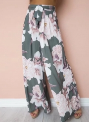 Fashion High Waist Floral Wide Leg Pants