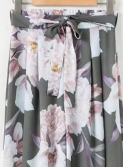 Fashion High Waist Floral Wide Leg Pants