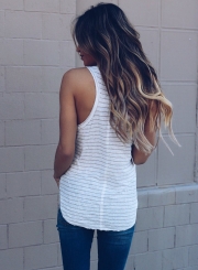 Striped Printed Irregular Tee Tank Top