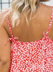 Spaghetti Strap Off Shoulder Floral Printed Tank Top