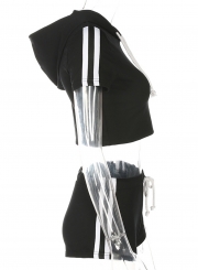 2 piece Hooded Short Sleeve Sports Set