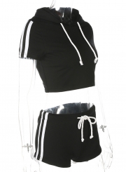 2 piece Hooded Short Sleeve Sports Set