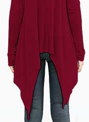 Fashion Scoop Neck Solid Color Long Sleeve Irregular Tees