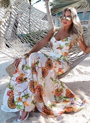 V Neck Floral Printed Day Dress