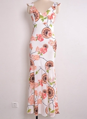 V Neck Floral Printed Day Dress