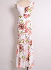 V Neck Floral Printed Day Dress