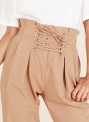 Fashion High Waist Lace up Loose Harem Pants