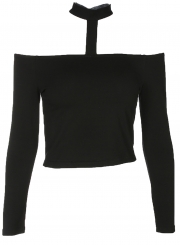 Halter Off Shoulder Long Sleeve Crop Top