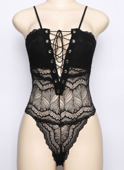 Fashion Lace Cross Strap front Bodysuit