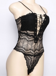 Fashion Lace Cross Strap front Bodysuit