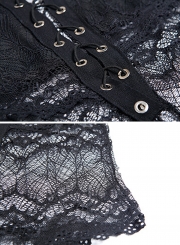 Fashion Lace Cross Strap front Bodysuit