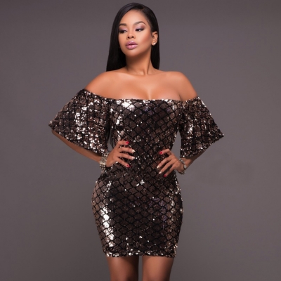 solid off shoulder short sleeve bodycon dress